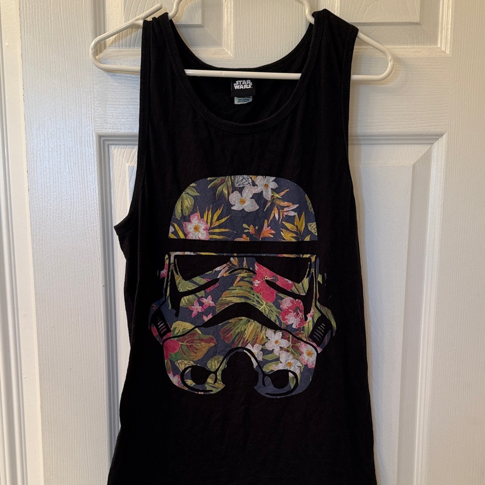 Star Wars Black Tank Top with Floral Stormtrooper
